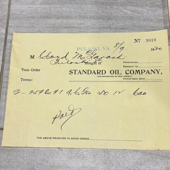 1920 Standard Oil Company Billhead Invoices  Richmond VA Pulaski 4 Antique - Picture 2 of 6